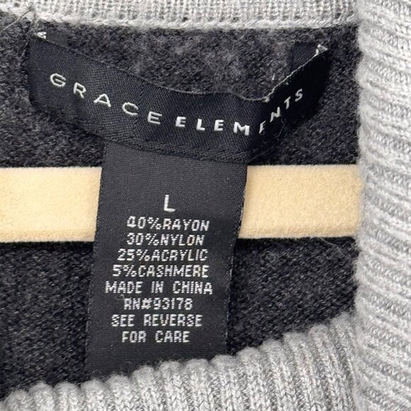 Grace Elements Womens Gray Black Colorblock Cowl Neck Sweater size large - Picture 11 of 12